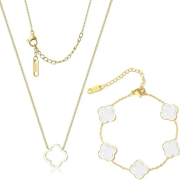Delicacy Clover Bracelets Necklace Set:Clover Necklaces Clover Bracelet Women Li - Picture 1 of 6